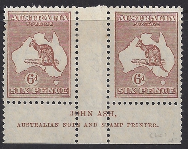 AUSTRALIA B4607 1915 3rd WMK 6d 'BLUE' MLH SG38 Cv $225 