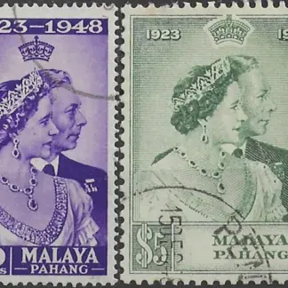 Pahang, Silver Wedding Anni., 1948, 10c, $5, SG 1, 2