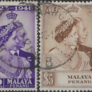 Penang, Silver Wedding Anni., 1948, 10c, $5, SG 1, 2