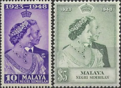 Negri Sembilan, Silver Wedding Anni., 1948, 10c/$5, SG40/41