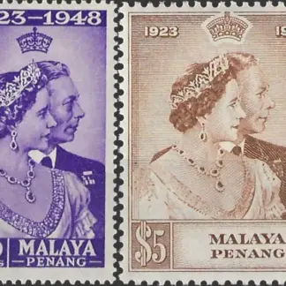 Penang, Silver Wedding Anni., 1948, 10c, $5, SG 1, 2