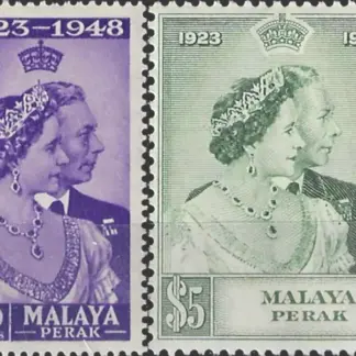 Perak, Silver Wedding Anni., 1948, 10c, $5, SG 122, 123