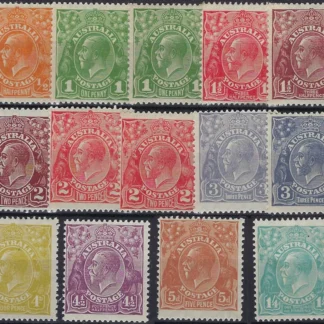 Australia 1926-30 KGV ½d - 1/-4d SM. WMK SG94-104