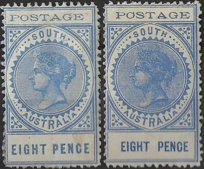 Queen Victoria, South Australia 1906 8d SG 307 & 307a