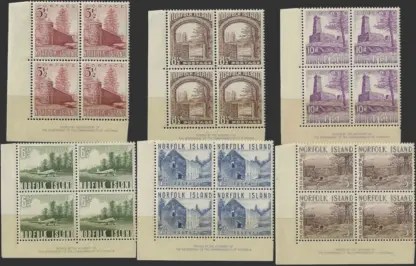 Definitives, Norfolk Island 1953 3½d - 5/- SG 13 - 18