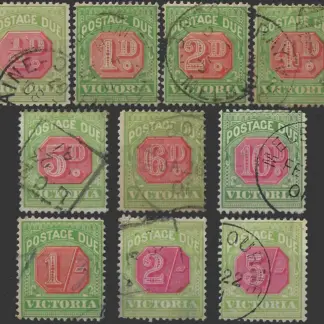 Postage Due, Victoria, 1895 - 1908, ½d - 5/-, ASC D11 - 20