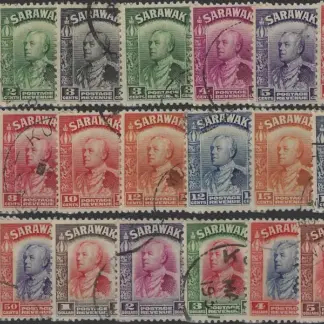 Charles Vyner Brook, Sarawak, 1934, 1c - $10, SG 106 - 25
