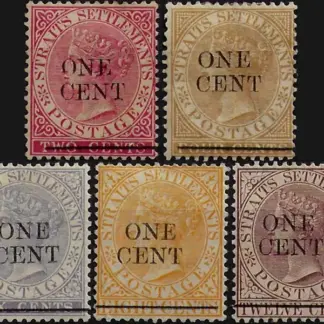 Queen Victoria, Straits Settlements, 1892, 2c-12c, SG 88-92