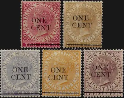 Queen Victoria, Straits Settlements, 1892, 2c-12c, SG 88-92