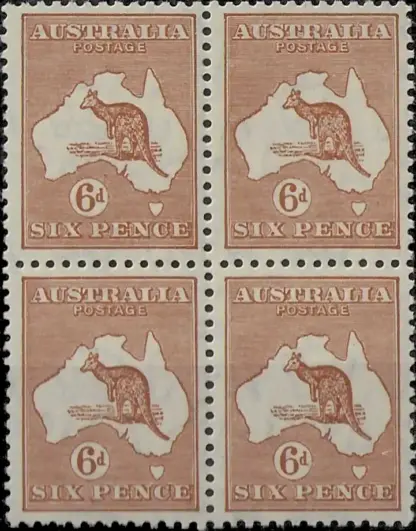 Kangaroos, Australia 1932, 6d C of A WMK, SG 132