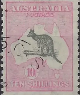 Kangaroos, Australia 1932, 10/- C of A WMK, SG 136