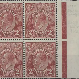 King George V Australia 1928 2d SM. Perf. 13.5 WMK SG 98