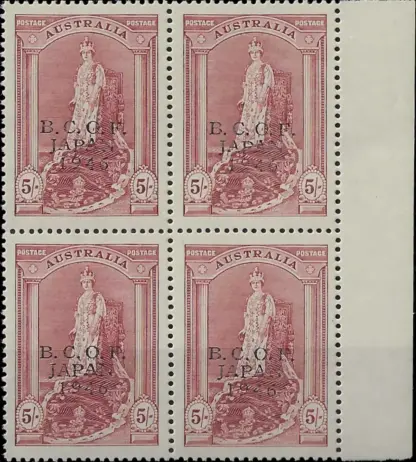 Queen Elizabeth B.C.O.F. Australia 1947, 5/-, SG J7