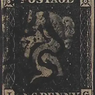 Queen Victoria Penny Black, Great Britain 1840, 1d, SG 2