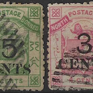 Coat of Arms, North Borneo 1886, 3c & 4c SG 16/17