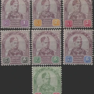 Postage & Revenue, Johore 1891-94, $1 - $6 SG 21-7