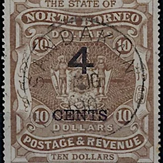 Postage & Revenue, North Borneo 1899, $10 SG 124,
