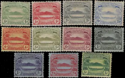 Small Canoes Solomon Islands 1908 ½d - 5/- SG 8 - 17