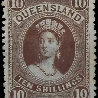 Queen Victoria Queensland 1883 10/- Sideways WMK SG 161