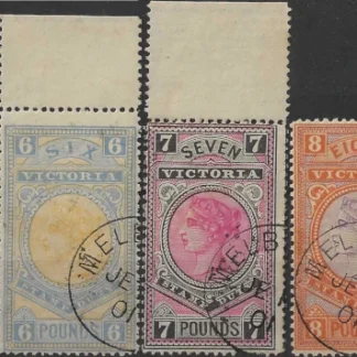 Queen Victoria CTO, Victoria 1887-90, £5 to £9, SG 324-8