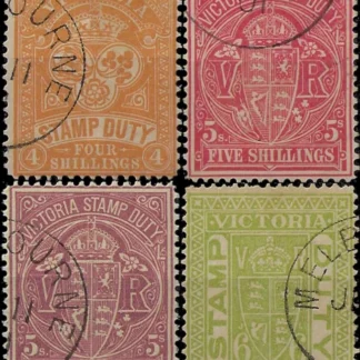 Postal Fiscals CTO, Victoria 1897-1900, 4/- - 6/-