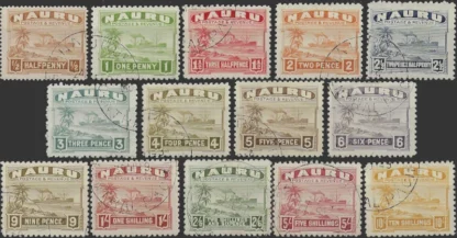 Postage & Revenue, Nauru 1937, ½d - 10/-, SG 26b - 39b