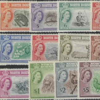Queen Elezabeth II Definitives, North Borneo 1961, 1¢-$10