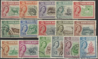 QE II Defn., North Borneo 1961, 1¢ - $10, SG 391 - 406