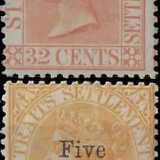 Queen Victoria, Straits Settlements 1879, 7¢, 5¢, SG 20-1