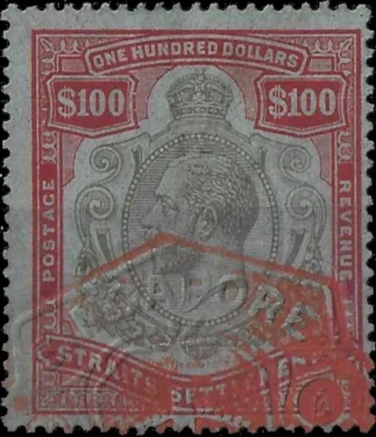 KGV, Straits Settlements 1923, $100 Multiscript WMK, SG240c