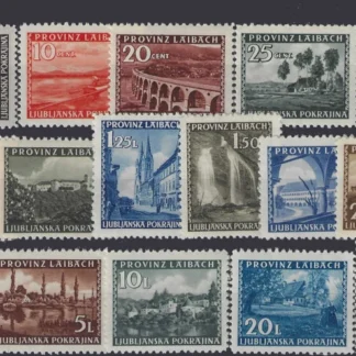 Laibach 1945, Definitives, 5c - 30L , Mi 45 - 60
