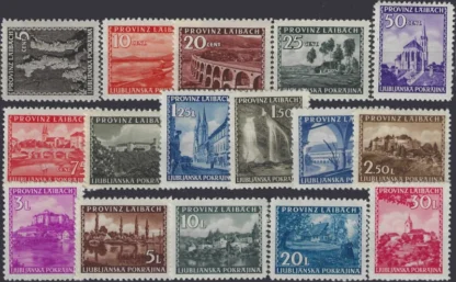 Laibach 1945, Definitives, 5c - 30L , Mi 45 - 60