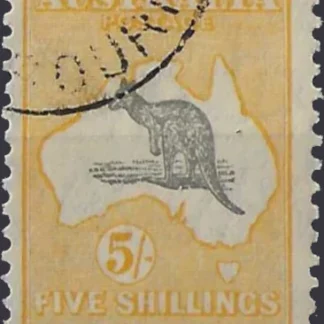 Kangaroos, Australia 1915 - 20, 5/- CTO SM WMK, ASC 41