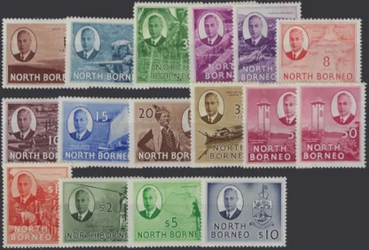 KGVI, North Borneo 1950, 1c-$10, SG 357/70 & 366a