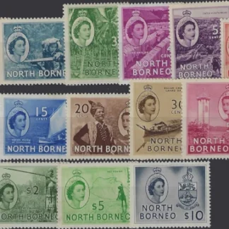 QE II Defin. North Borneo 1950, 1c-$50, SG 372/86 & 384a