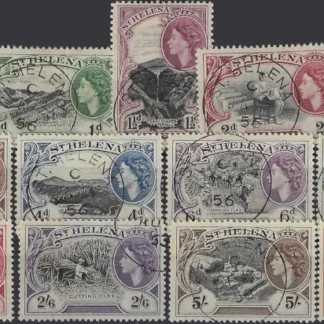 Queen Elizabeth II, St Helena 1953-59, ½d-10/-, SG 153-65