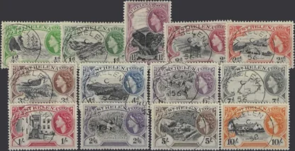 Queen Elizabeth II, St Helena 1953-59, ½d-10/-, SG 153-65
