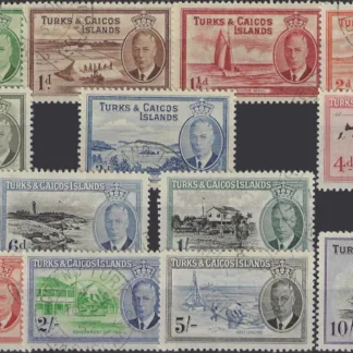 KGVI, Turks & Caicos Islands 1950, ½d-10/-, SG 221-33