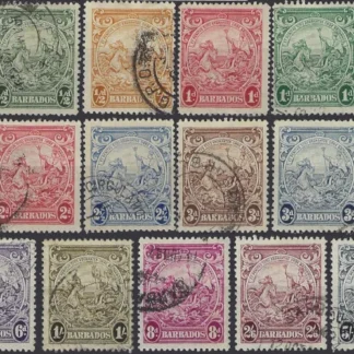 Coat of Arms, Barbados 1938-47, ½d-5/-, SG 248-56