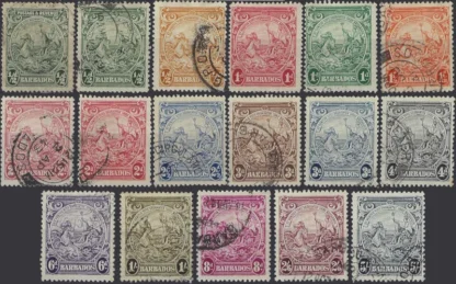 Coat of Arms, Barbados 1938-47, ½d-5/-, SG 248-56
