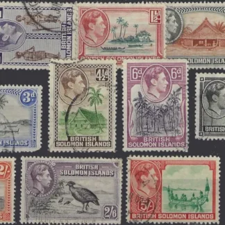 King George VI, Solomon Islands 1938-51, ½d-10/-, SG 60-72