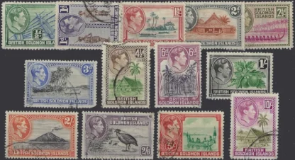 King George VI, Solomon Islands 1938-51, ½d-10/-, SG 60-72