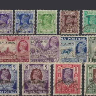 King fo Burma, Burma 1945, 1Pie-10Rs, SG 35-50