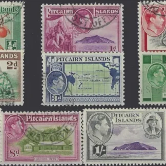 King George VI, Pitcairn Island 1940, ½d-2/6, SG  1-8