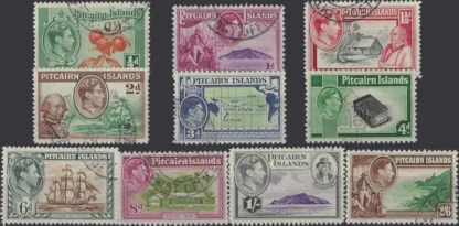 King George VI, Pitcairn Island 1940, ½d-2/6, SG  1-8