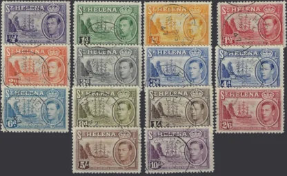 King George VI, St Helena 1938, ¼d-10/-, SG 131 - 40