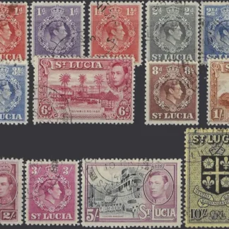 King George VI, St Lucia 1938, ½d - £1, SG 128 - 41