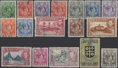 King George VI, St Lucia 1938, ½d - £1, SG 128 - 41