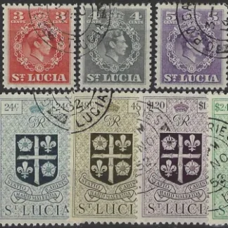 King George VI, St Lucia 1949, 1c - $480, SG 146 - 59