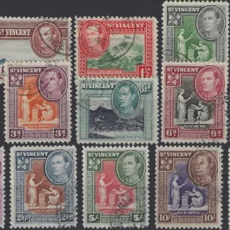 King George VI, St Vincent 1938, ½d - £1, SG 149 - 59